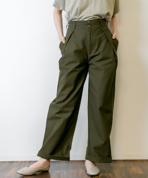 RCD（アールシーディー）の「ビッグタックツイルパンツ（チノパンツ・レディース・ベージュ/ブラック/カーキ・M/L/LL/3L/4L）」の3枚目の写真