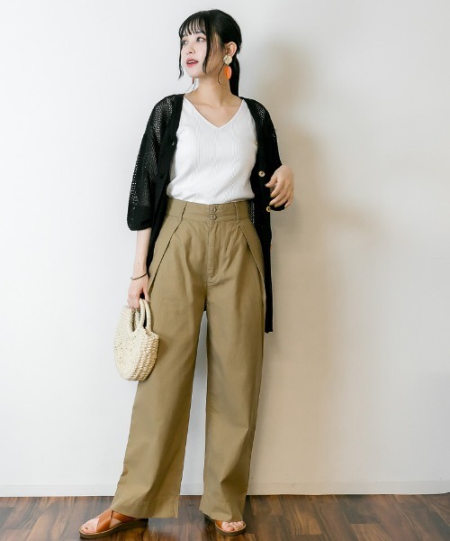 RCD（アールシーディー）の「ビッグタックツイルパンツ（チノパンツ・レディース・ベージュ/ブラック/カーキ・M/L/LL/3L/4L）」の14枚目の写真