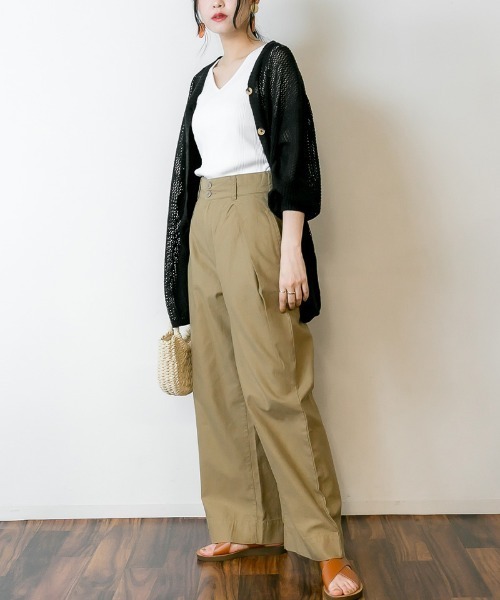 RCD（アールシーディー）の「ビッグタックツイルパンツ（チノパンツ・レディース・ベージュ/ブラック/カーキ・M/L/LL/3L/4L）」の13枚目の写真