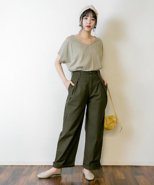 RCD（アールシーディー）の「ビッグタックツイルパンツ（チノパンツ・レディース・ベージュ/ブラック/カーキ・M/L/LL/3L/4L）」の19枚目の写真