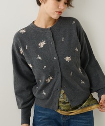 フラワー刺繍カーディガン