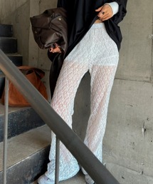 レース スリム フレアパンツ レギンス