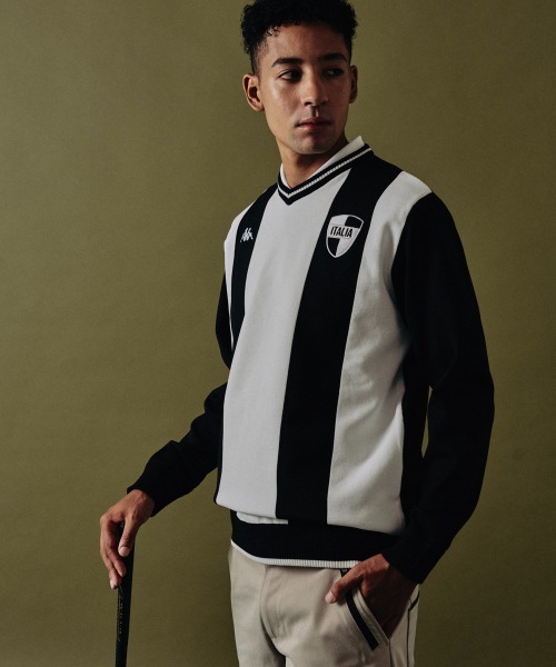 Kappa（カッパ）の「Vネックセーター（ニット/セーター・メンズ・ホワイト/ブラック・X-LARGE/LARGE/XX-LARGE）」の2枚目の写真