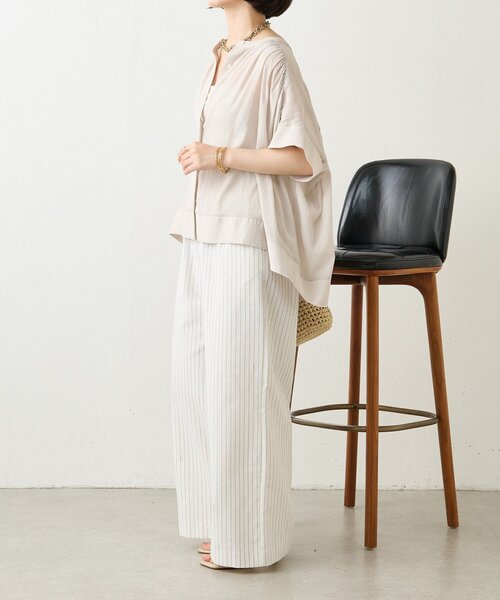 Jena espace merveilleux（ジェナ　エスパスメルヴェイユ）の「ニットラインギャザーシャツ（シャツ/ブラウス・レディース・パープル/ブラック/ベージュ・FREE）」の8枚目の写真