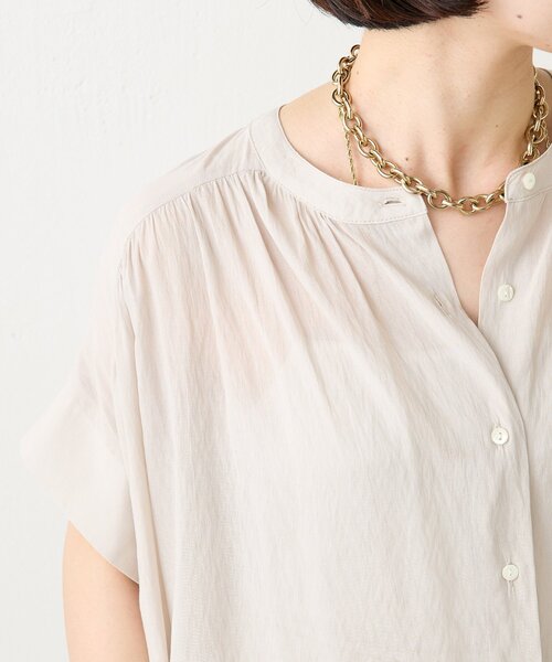 Jena espace merveilleux（ジェナ　エスパスメルヴェイユ）の「ニットラインギャザーシャツ（シャツ/ブラウス・レディース・パープル/ブラック/ベージュ・FREE）」の12枚目の写真