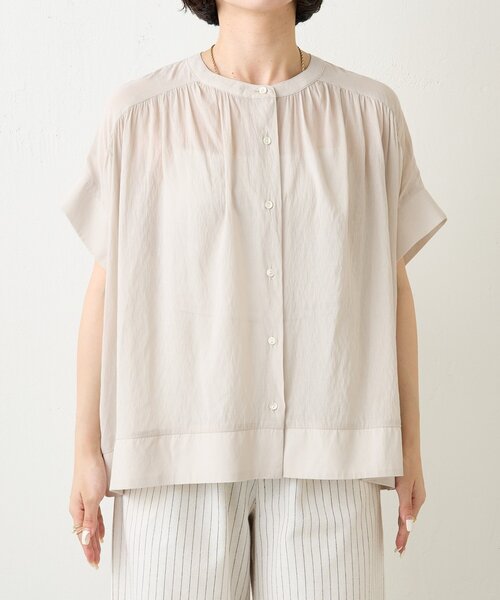 Jena espace merveilleux（ジェナ　エスパスメルヴェイユ）の「ニットラインギャザーシャツ（シャツ/ブラウス・レディース・パープル/ブラック/ベージュ・FREE）」の18枚目の写真