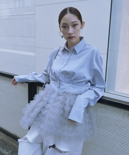 トップス tulle peplum shirt tulle peplum shirt