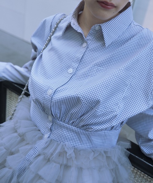 トップス tulle peplum shirt tulle peplum shirt