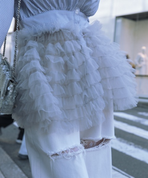 HONEY MI HONEY（ハニーミーハニー）の「tulle peplum shirt（シャツ/ブラウス・レディース・サックスブルー/ホワイト/チェック/その他・FREE）」の12枚目の写真