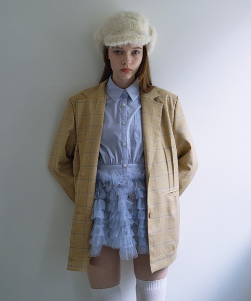 HONEY MI HONEY（ハニーミーハニー）の「tulle peplum shirt（シャツ/ブラウス・レディース・サックスブルー/ホワイト/チェック/その他・FREE）」の5枚目の写真