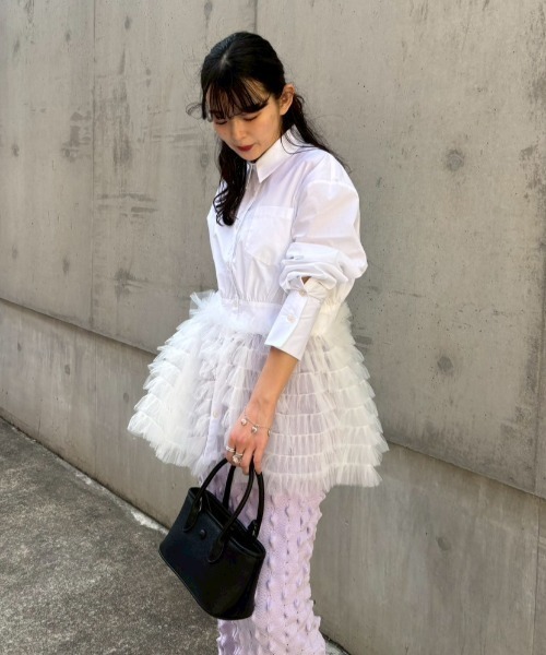 HONEY MI HONEY（ハニーミーハニー）の「tulle peplum shirt（シャツ/ブラウス・レディース・サックスブルー/ホワイト/チェック/その他・FREE）」の19枚目の写真