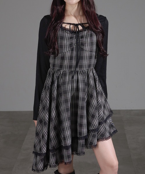 apres jour mignon（アプレジュールミニョン）の「イレヘムキャミワンピース（チュニック・レディース・ブラウン系その他/ブラック/ブラック系その他/オフホワイト/ブラック系その他2/ダークブラウン/ベージュ系その他/チャコールグレー・フリー/X-LARGE/LARGE）」の9枚目の写真