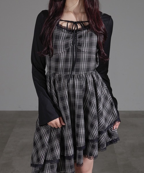 apres jour mignon（アプレジュールミニョン）の「イレヘムキャミワンピース（チュニック・レディース・ブラウン系その他/ブラック/ブラック系その他/オフホワイト/ブラック系その他2/ダークブラウン/ベージュ系その他/チャコールグレー・フリー/X-LARGE/LARGE）」の10枚目の写真