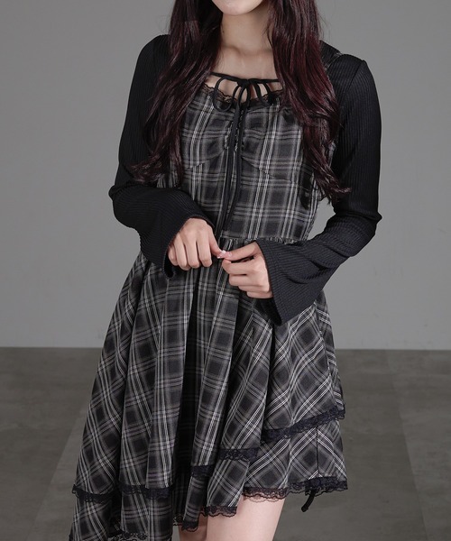 apres jour mignon（アプレジュールミニョン）の「イレヘムキャミワンピース（チュニック・レディース・ブラウン系その他/ブラック/ブラック系その他/オフホワイト/ブラック系その他2/ダークブラウン/ベージュ系その他/チャコールグレー・フリー/X-LARGE/LARGE）」の11枚目の写真