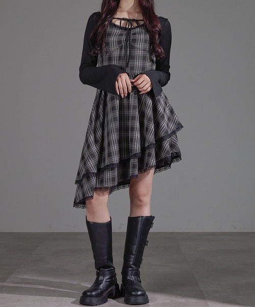 apres jour mignon（アプレジュールミニョン）の「イレヘムキャミワンピース（チュニック・レディース・ブラウン系その他/ブラック/ブラック系その他/オフホワイト/ブラック系その他2/ダークブラウン/ベージュ系その他/チャコールグレー・フリー/X-LARGE/LARGE）」の13枚目の写真