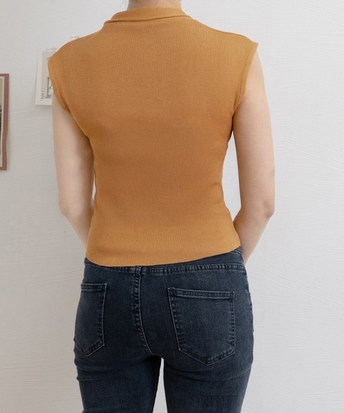 Miniministore(ミニミニストア)の「ボウタイサマーニット Vネックトップス(Tシャツ/カットソー・レディース・オレンジ/ブラック/ブラウン/アイボリー/ブラウン系・FREE)」の19枚目の写真