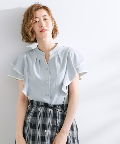 grove(グローブ)の「【さらりと着られる】多機能フリルブラウス(シャツ/ブラウス・レディース・ブラック系4/ブラウン系その他6/ホワイト系7/サックスブルー系4・02/03/01/05/04)」の4枚目の写真