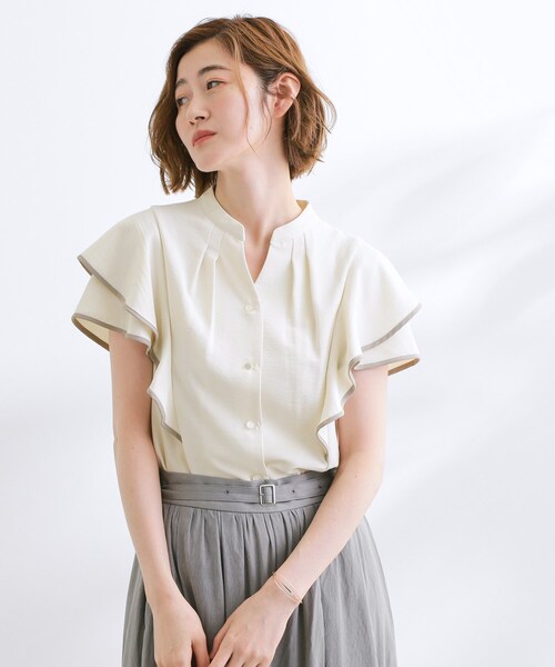 grove(グローブ)の「【さらりと着られる】多機能フリルブラウス(シャツ/ブラウス・レディース・ブラック系4/ブラウン系その他6/ホワイト系7/サックスブルー系4・02/03/01/05/04)」の12枚目の写真
