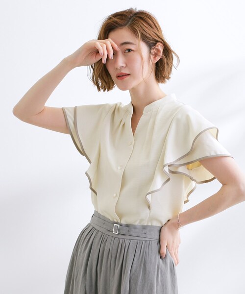 grove(グローブ)の「【さらりと着られる】多機能フリルブラウス(シャツ/ブラウス・レディース・ブラック系4/ブラウン系その他6/ホワイト系7/サックスブルー系4・02/03/01/05/04)」の11枚目の写真