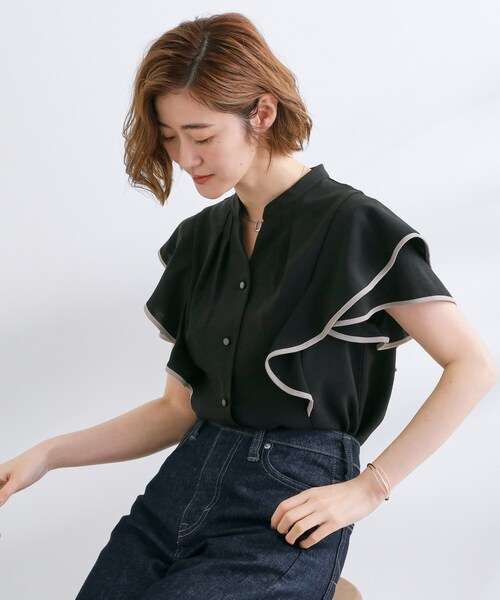 grove(グローブ)の「【さらりと着られる】多機能フリルブラウス(シャツ/ブラウス・レディース・ブラック系4/ブラウン系その他6/ホワイト系7/サックスブルー系4・02/03/01/05/04)」の8枚目の写真