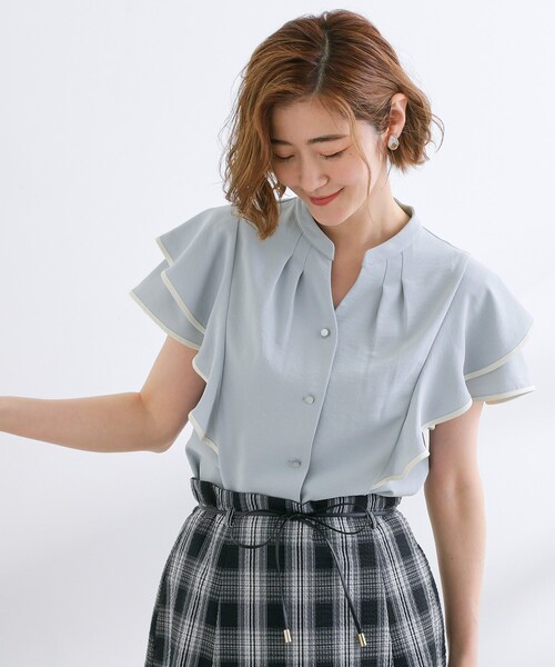 grove(グローブ)の「【さらりと着られる】多機能フリルブラウス(シャツ/ブラウス・レディース・ブラック系4/ブラウン系その他6/ホワイト系7/サックスブルー系4・02/03/01/05/04)」の21枚目の写真
