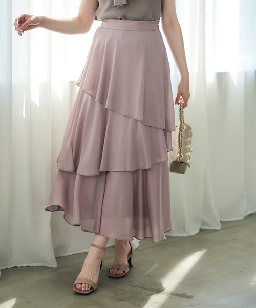 12Twelve Agenda（トゥエルブ　アジェンダ）の「シャイニーシアーティアードスカート（スカート・レディース・ネイビー/ライトグレー/ピンク・M）」の5枚目の写真