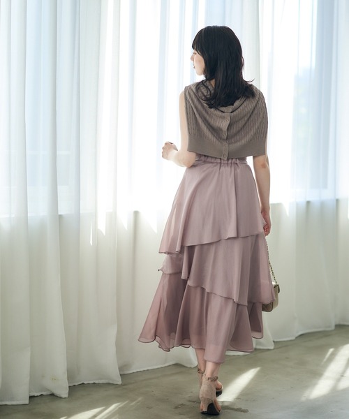 12Twelve Agenda（トゥエルブ　アジェンダ）の「シャイニーシアーティアードスカート（スカート・レディース・ネイビー/ライトグレー/ピンク・M）」の8枚目の写真