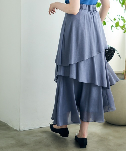 12Twelve Agenda（トゥエルブ　アジェンダ）の「シャイニーシアーティアードスカート（スカート・レディース・ネイビー/ライトグレー/ピンク・M）」の18枚目の写真