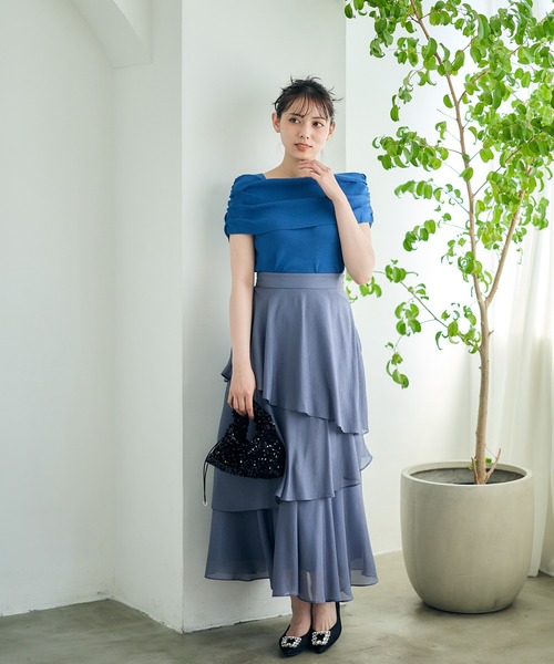 12Twelve Agenda（トゥエルブ　アジェンダ）の「シャイニーシアーティアードスカート（スカート・レディース・ネイビー/ライトグレー/ピンク・M）」の19枚目の写真