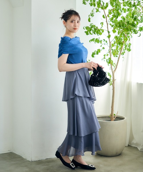 12Twelve Agenda（トゥエルブ　アジェンダ）の「シャイニーシアーティアードスカート（スカート・レディース・ネイビー/ライトグレー/ピンク・M）」の22枚目の写真