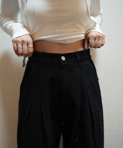 ZOZOMARKET（ゾゾマーケット）の「ZOZOMARKET by aoi - インボックスタックバギーデニム（デニムパンツ・レディース・ダークブラック・マルチサイズ）」の7枚目の写真