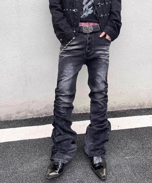 セール】Y2Kギャザー フレアシルエットヴィンテージデニム（デニム