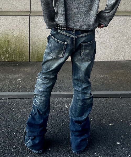 セール】Y2Kギャザー フレアシルエットヴィンテージデニム