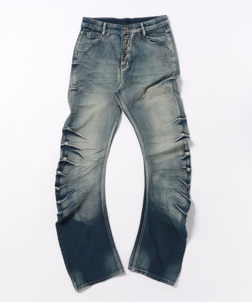 セール】Y2Kギャザー フレアシルエットヴィンテージデニム