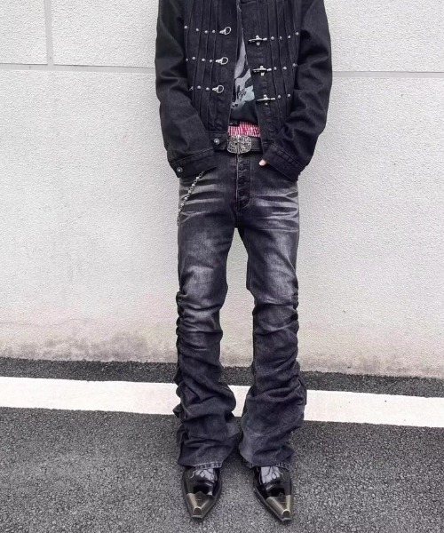 セール】Y2Kギャザー フレアシルエットヴィンテージデニム（デニム