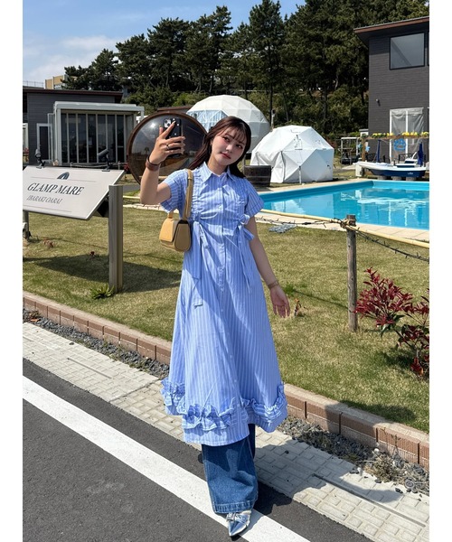 jouetie（ジュエティ）の「【再入荷】ギャザーリボンシャツワンピース 夏服（ワンピース・レディース・ブルー/レッド/ピンク・MEDIUM）」の21枚目の写真