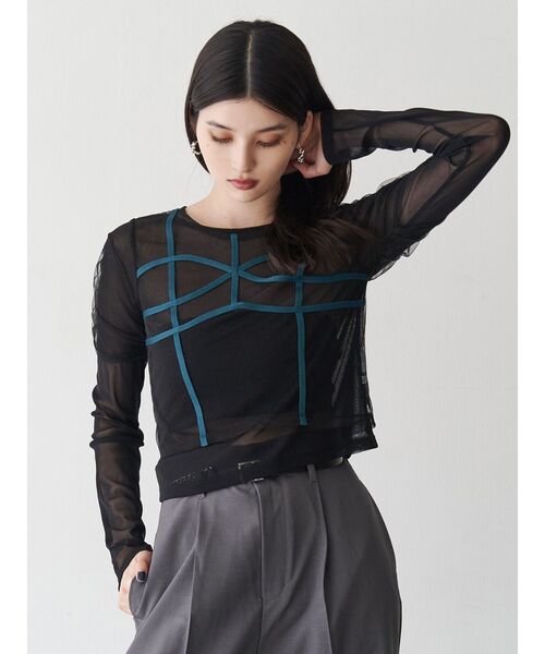 MURUA(ムルーア)の「コードビスチェデザインレイヤードトップス(Tシャツ/カットソー・レディース・ブラウン/ブラック・FREE)」の6枚目の写真