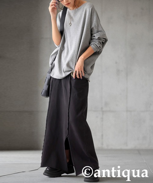 tシャツ コーデセット シュッと美トップス 裏毛スカート レディース antiqua コーデセット シュッと美トップス 裏毛スカート 送料
