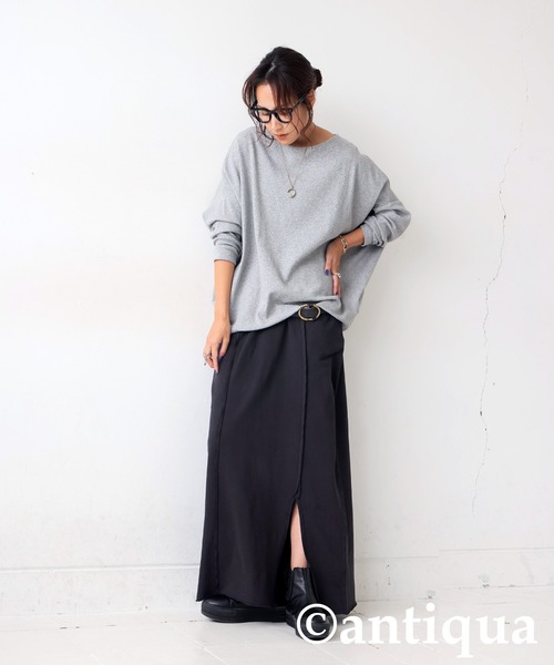 antiqua(アンティカ)の「コーデセット シュッと美トップス 裏毛スカート(Tシャツ/カットソー・レディース・レッド/杢グレー/グレイッシュベージュ/カーキ・R/P)」の9枚目の写真