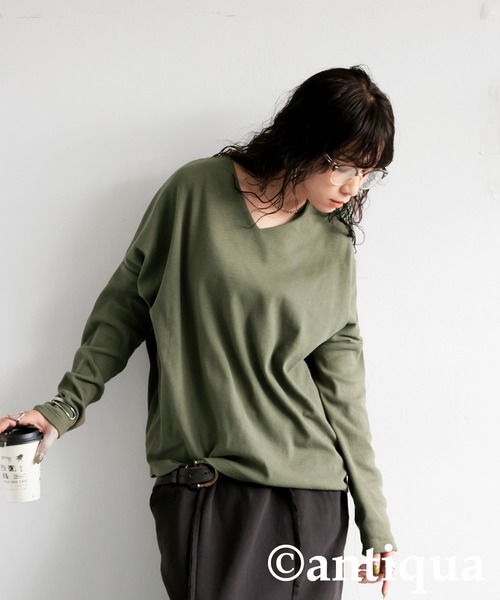 antiqua(アンティカ)の「コーデセット シュッと美トップス 裏毛スカート(Tシャツ/カットソー・レディース・レッド/杢グレー/グレイッシュベージュ/カーキ・R/P)」の18枚目の写真