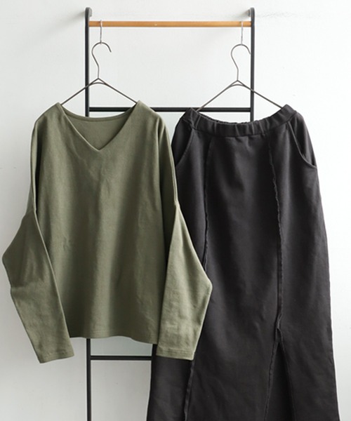 tシャツ コーデセット シュッと美トップス 裏毛スカート レディース 予約：8月上旬納期】コーデセット シュッと美トップス 裏毛