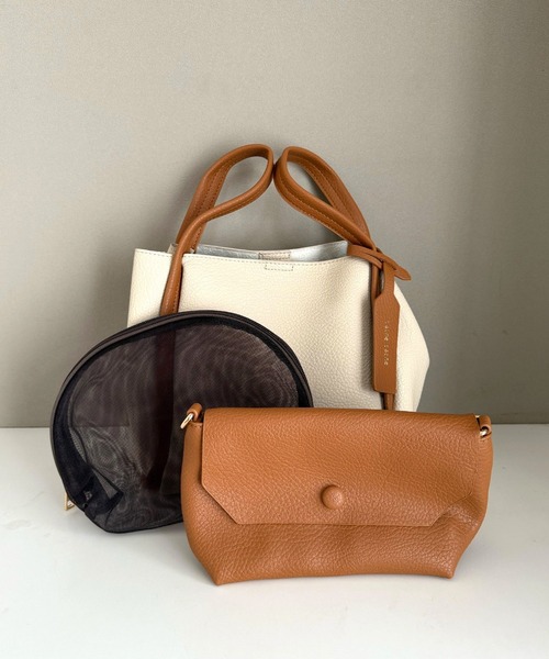 Q（キュー）の「ミニショルダー付きソフトレザーBAG（ハンドバッグ・レディース・アイボリー/ブラウン/ベージュ・ONE SIZE）」の18枚目の写真