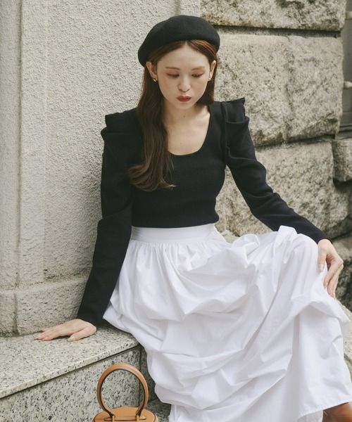 Olu.（オルドット）の「パフスリーブタックニット（ニット/セーター・レディース・アイボリー/ブラック/キャメル・FREE）」の19枚目の写真