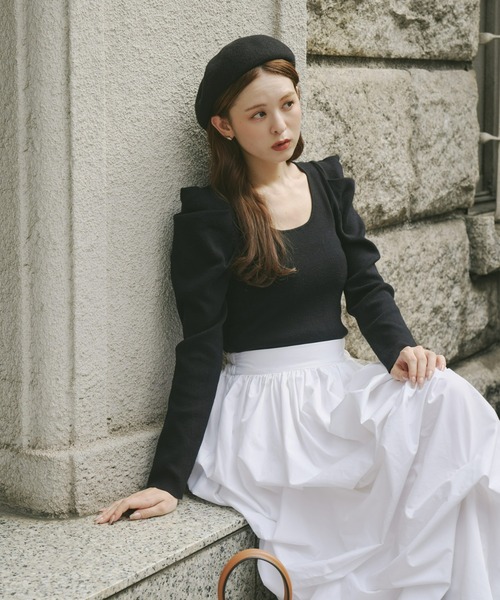 Olu.（オルドット）の「パフスリーブタックニット（ニット/セーター・レディース・アイボリー/ブラック/キャメル・FREE）」の20枚目の写真