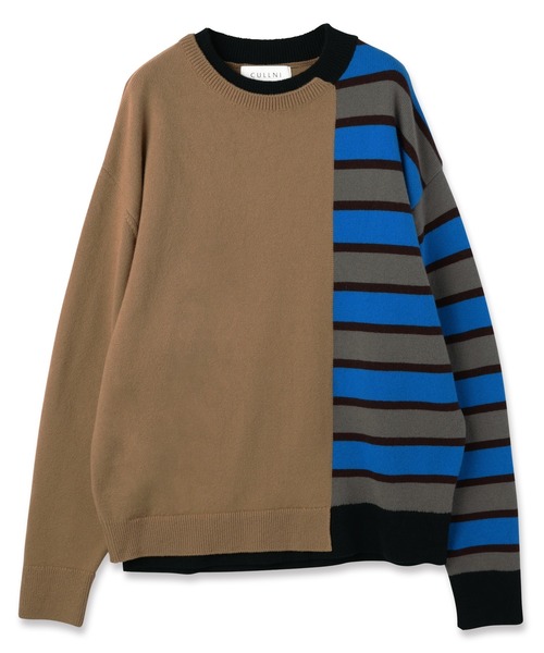 CULLNI（クルニ）の「Asymmetrical Border Layerd Rib Pullover Knit（ニット/セーター・メンズ・キャメル/ブラック/ネイビー/チャコール・0/2/1）」の10枚目の写真