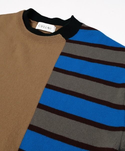 CULLNI（クルニ）の「Asymmetrical Border Layerd Rib Pullover Knit（ニット/セーター・メンズ・キャメル/ブラック/ネイビー/チャコール・0/2/1）」の11枚目の写真