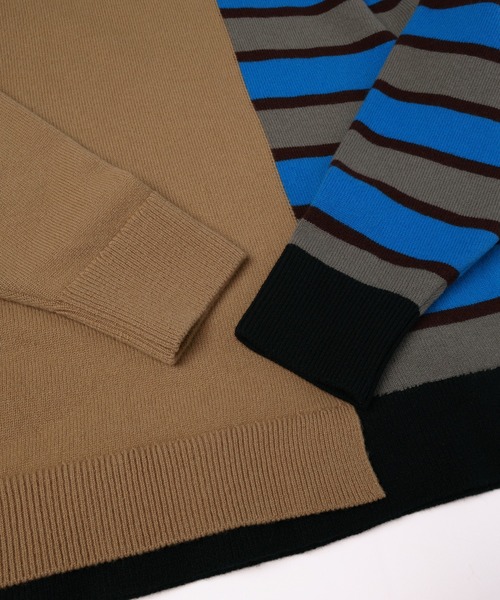 CULLNI（クルニ）の「Asymmetrical Border Layerd Rib Pullover Knit（ニット/セーター・メンズ・キャメル/ブラック/ネイビー/チャコール・0/2/1）」の12枚目の写真