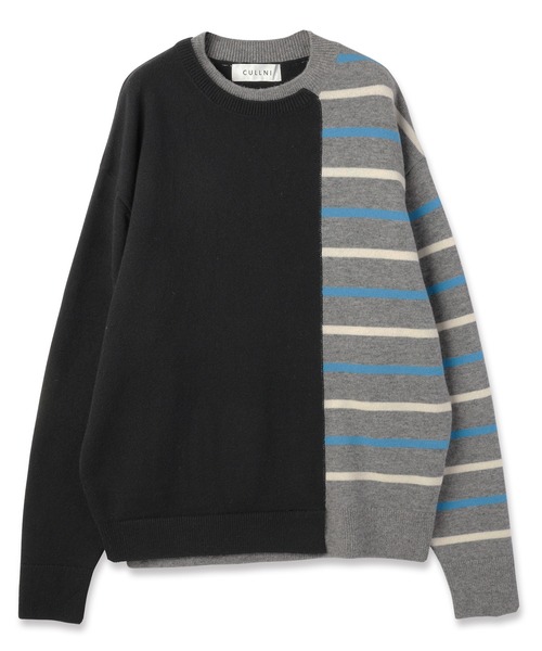 CULLNI（クルニ）の「Asymmetrical Border Layerd Rib Pullover Knit（ニット/セーター・メンズ・キャメル/ブラック/ネイビー/チャコール・0/2/1）」の16枚目の写真