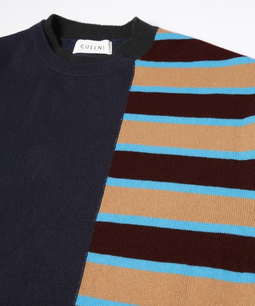 CULLNI（クルニ）の「Asymmetrical Border Layerd Rib Pullover Knit（ニット/セーター・メンズ・キャメル/ブラック/ネイビー/チャコール・0/2/1）」の5枚目の写真