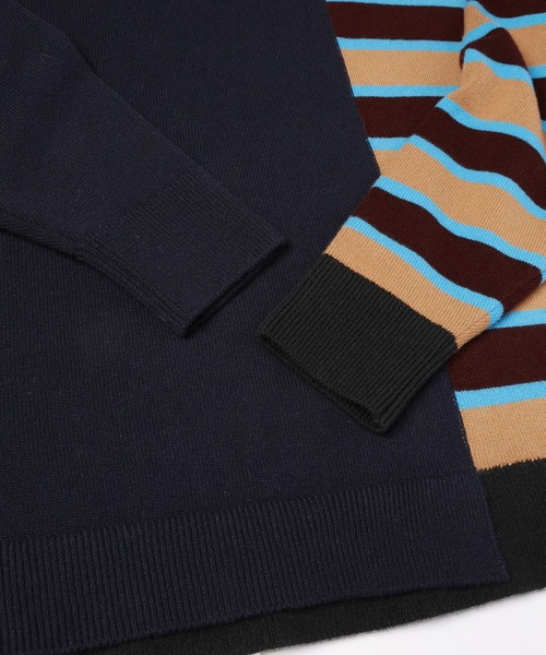 CULLNI（クルニ）の「Asymmetrical Border Layerd Rib Pullover Knit（ニット/セーター・メンズ・キャメル/ブラック/ネイビー/チャコール・0/2/1）」の6枚目の写真